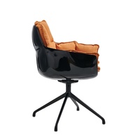 Chaise de salle à manger d'intérieur en cuir doux de conception nordique avec coussin détachable, fauteuil de canapé de luxe pivotant en velours