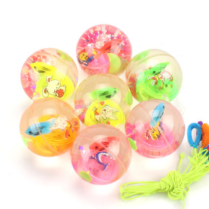 Glowing Bouncy Ball With <b>Rope</b> 5.5Cm Plastic LED <b>Light</b> Toy For Kids Unisex Age 2 4 Years - Product Image 1