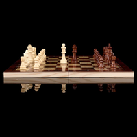 Promotion de la marque Logo personnalisé 3-en-1 Jeux de dames de backgammon d'échecs en bois pliants 24cm et 44cm Jeux de table portables avec logo