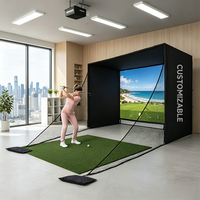 Filets de simulateur de golf de taille personnalisable avec cadre et kit d'écran anti-impact HD pour la pratique du golf en intérieur et en extérieur