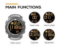 NORTH EDGE Laker Jam Tangan Digital Pria Olahraga Tahan Air 50M Pedometer Olahraga Smartwatch Detak Jantung Gelang Android