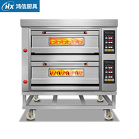 Four à gaz à double étage, 4 plateaux, grande capacité, équipement de boulangerie durable, four à convection au gaz commercial pour la cuisson du pain