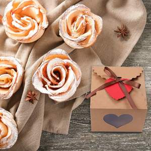 กล่องกระดาษคราฟท์สำหรับบรรจุภัณฑ์ขนมหวานขนาดเล็กแบบขายส่ง พร้อมหน้าต่างใส สำหรับใส่คุกกี้ โดนัท มาการอง และเค้ก - Product Image 1