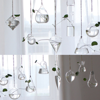 Jardinière murale suspendue Pot de plantes en verre Terrarium à eau Conteneurs en verre Vases muraux pour fleurs Plantes hydroponiques à l'air