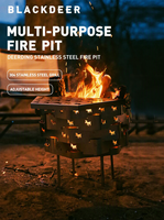 Brasero portable pliable en acier inoxydable BLACKDEER pour le camping en plein air, la maison, la cuisson du thé, le chauffage et les grillades