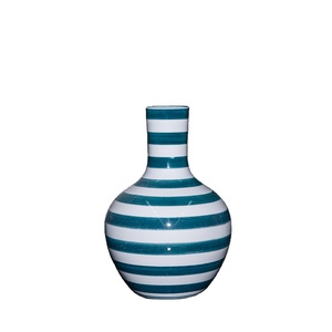 <span class=keywords><strong>Vase</strong></span> en céramique transparente <span class=keywords><strong>bleu</strong></span> <span class=keywords><strong>turquoise</strong></span> à rayures, style Art déco de Jingdezhen, décoration moderne pour la maison, <span class=keywords><strong>vase</strong></span> de table pour mariage - Product Image 1