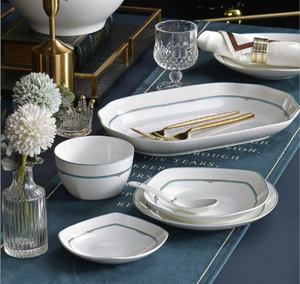 50 Piece Classic Silver Edge Translucent Eco-friendly Bone China Charger Plate Dinnerware Set Lead-free Dishwasher Safe - Product Image 2
