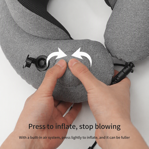 M Quick Inflate Travel <b>Neck</b> <b>Pillow</b> Adjustable <b>Neck</b> <b>Support</b> Compact Foldable <b>Pillow</b> for Airplane Office Car Nap Wholesale - Product Image 5