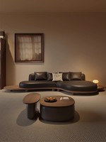 Style médiéval simple et élégant combinaison personnalisée plateau en bois chaise longue en cuir en forme de salon canapé d'hôtel