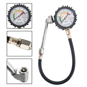 Manómetro de Presión de Neumáticos para Camión, Analógico, de 0-220 psi, con Manguera Flexible y Mandril Recto para Herramientas Neumáticas - Product Image 1