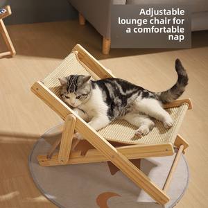Planche à gratter pliable réglable en bois pour chat Jouet <span class=keywords><strong>chaton</strong></span> style chaise de plage avec couverture en toile Sisal Tapis résistant aux griffes - Product Image 2