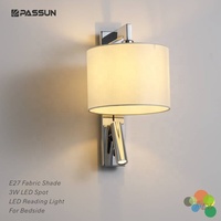 Lampe murale de lecture LED E27 Passun Lighting, abat-jour en tissu décoratif pour tête de lit de chambre d'hôtel