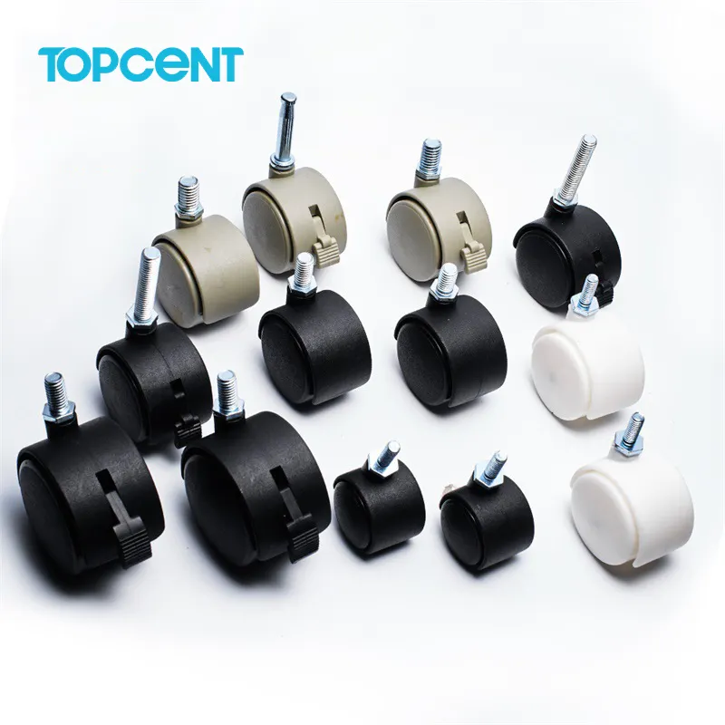 TOPCENT Großhandel Möbel Caster Bürostuhl Drehbarer Nylon Caster 1,5/2 Zoll 30mm 40mm 50mm Kunststoff Rollen rad