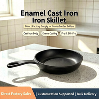 Poêle à frire en fonte émaillée de 24 cm, antiadhésive, compatible induction et gaz, ustensile de cuisine moderne