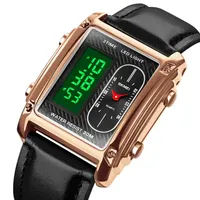 SKMEI 1868 Nouvelle Arrivée Montre Homme Numérique Étanche 3ATM Chronographe Unique en Acier et Cuir Vente en Gros Mode Électronique