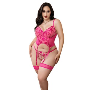 Lencería Femenina de Talla Grande, Exquisita, Ajustable, con Tirantes, Dulce, Seductora, Cómoda, <span class=keywords><strong>Sensual</strong></span>, Tentadora, con Cuello en V y Abertura Frontal, de Satén - Product Image 5