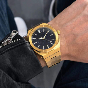 Montre à quartz pour homme, or rose, cadran <span class=keywords><strong>Star</strong></span> <span class=keywords><strong>Dust</strong></span> et pierre de grès bleue, bracelet en acier inoxydable, mode sport, 20 mm, haute qualité - Product Image 3