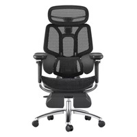Chaise de bureau ergonomique avec accoudoirs réglables dans 6 directions, soutien lombaire, repose-pieds, appui-tête réglable, dossier haut, fonction d'inclinaison