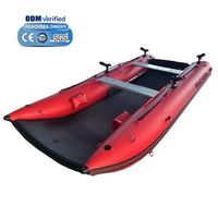 Bateau pneumatique catamaran Reachsea pour 6 personnes, 4 m, couleur rouge, plancher gonflable pour la pêche