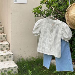 Top per bambina a sbuffo corto con stampe a pois estivi all'ingrosso 2022 - Product Image 3