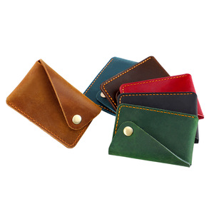 Tarjetero de Cuero Genuino Hecho a Mano, Minimalista, Delgado, Monedero para Monedas, Estuche para Tarjetas de Crédito Retro de Piel de Vaca, Regalo - Product Image 1