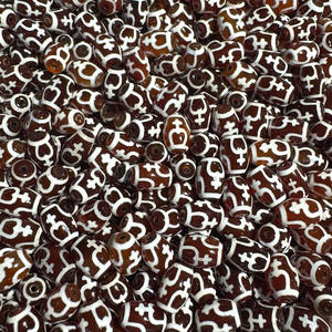 Бусины из натурального агата в тибетском стиле, 8 х12 мм - Product Image 5