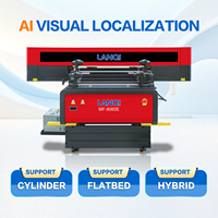 Printer UV Flatbed LANQI MF9060E dengan Pilihan Penentuan Posisi Visual AI, Printhead I3200, Pencetakan UV DTF Silinder untuk Label Kristal dan Hadiah