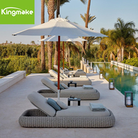 Chaises longues de piscine en rotin Kingmake, fauteuil ottoman, lit de jour extérieur, mobilier de jardin, mobilier de contrat, hôtel, chaise longue réglable