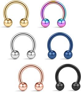 G23 Titanium Wholesale <strong>Nose</strong> Horseshoe <strong>Ring</strong> with Plain <strong>Balls</strong> 16G Nipple <strong>Rings</strong> Piercing Ear Cartilage Tragus Body Jewelry Piercing - Product Image 1