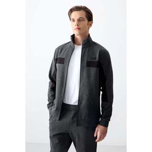 Ensemble de survêtement pour homme en tissu texturé anthracite mélangé, coupe standard, brodé - 85248 - A.melange/a.melange - Product Image 6