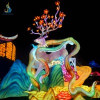 Grandes lanternes en fer en forme de rennes pour l'extérieur, idéales pour les décorations de Noël et les festivals sur le thème des animaux