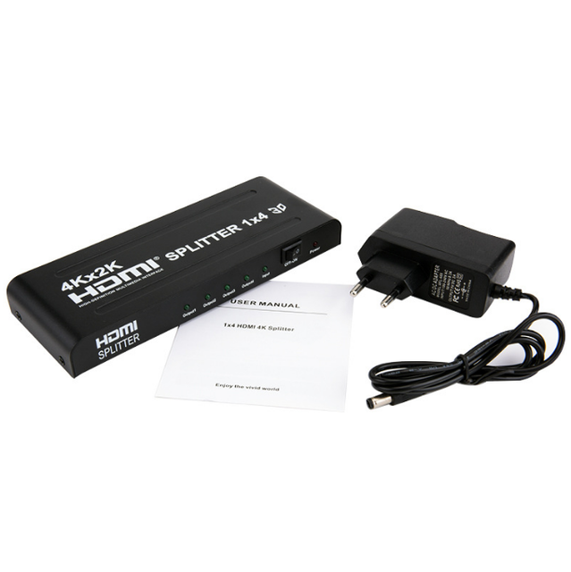 1080p HDMI Splitter 1 in 4 Out 1x4 1 Computer 4 Monitor + Power Adapter HDMI Splitter
