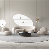 Conjunto de sofá de recepción al por mayor precio bajo nórdico pequeño apartamento sofá curvo perezoso cómodo blanco media luna sofá curvo redondo