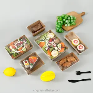 Compostable Biodegradable Take Away Salad Take Out Boxes Kraft Paper Cheesecake Box Salad Food Containers