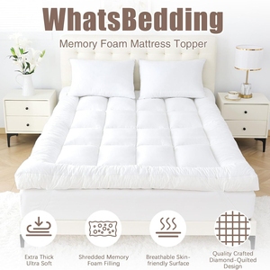 Coprimaterasso Trapuntato Protettivo <span class=keywords><strong>in</strong></span> Cotone, Topper per Materasso <span class=keywords><strong>in</strong></span> <span class=keywords><strong>Memory</strong></span> Foam Rinfrescante, Topper Personalizzato - Product Image 4