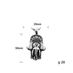 yunnique <b>Elephant</b> Pendant Stainless Steel Men's Necklace Retro Animal Design 19056 - Product Image 4