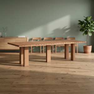 Modern Eco-Friendly Durable Waterproof Solid Wood Rectangle Dining <b>Table</b> Minimalist Design Stable Legs 8-Seater Home Furniture - Product Image 3