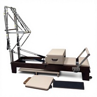 Ensemble de Reformer Pilates, Machine de Reformer Pilates pour la Maison en Bois de Noyer Noir, Reformer Pilates en Bois avec Tour, Équipement de Pilates