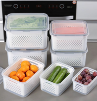 Conteneur de stockage alimentaire pour réfrigérateur certifié FCM avec panier de drainage, organisateur, boîte de conservation hermétique pour fruits et légumes