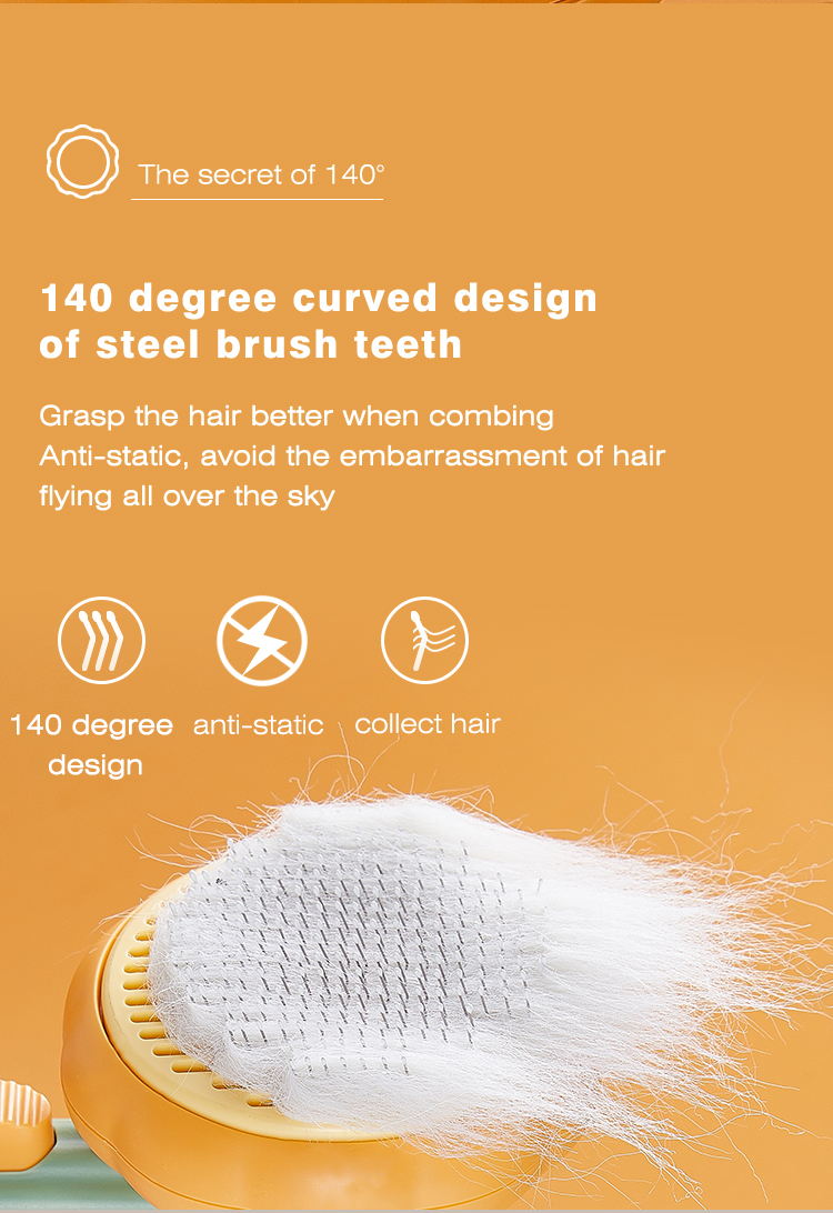 Self Cleaning Brush Pet Grooming Tool Pumpkin Cat Hair Teeth Comb