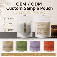Sachet refermable givré avec fermeture éclair, qualité alimentaire, imprimé sur mesure, mini-sachet échantillon pour grains de café, thé, herbes, aliments, sachet OEM avec logo personnalisé
