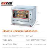 Four à rôtir électrique commercial pour poulets, capacité 12-16 poulets, machine à rôtir les poulets électrique