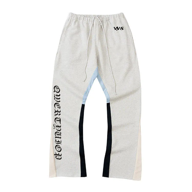 Custom Print Logo Cotton Polyester Cotton Jogging Track Trousers Flare Sweat Pants Men