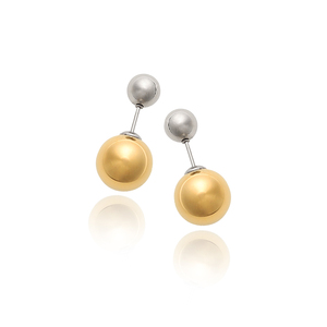 Boucles d'oreilles clous tendance 2024 en acier inoxydable plaqué or 18 carats, motif boule, pour femmes, vente en gros, ODM, occasions spéciales - Product Image 5