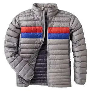 Piumino da uomo di colore personalizzato con logo personalizzato di alta qualità piumino d'anatra invernale stile semplice colletto alla coreana giacca da trekking