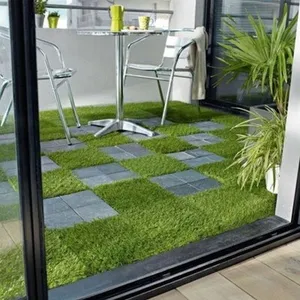 UNI Kunstrasen Rasen fliesen Interlocking Grass Deck Fliesen Realistische Gras boden matte für Patio Spielzimmer