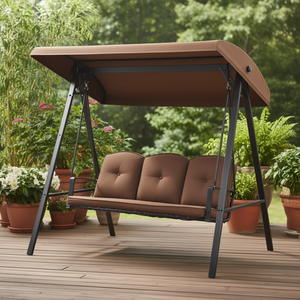 Columpio de Porche Metálico Ajustable de 3 Plazas para Exteriores con Toldo y Cojines para Patios - Muebles de Exterior - Product Image 2