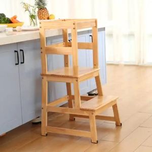 Tabouret d'apprentissage pour enfants personnalisé avec barre de sécurité, construction en bois massif - Product Image 2