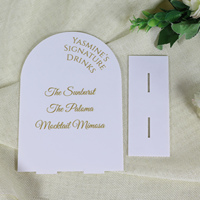 Impression or blanc 3mm d'épaisseur en forme d'arche acrylique blanc Détail de la table à boire Carte Menus de mariage Signalisation Anime Made Paper