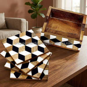 Juego de Posavasos Cuadrados de Resina Modernos, con Logotipo Personalizado, Resistentes al Calor, Ecológicos, OEM Disponible - Product Image 1